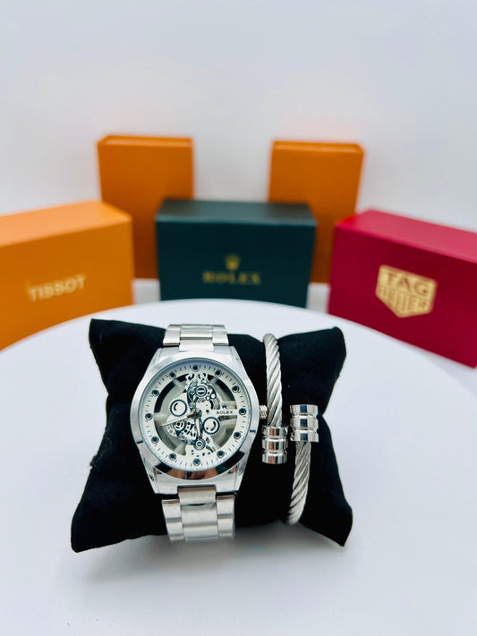 Men's Rolex Premium Watch with Stainless Steel Handcuff