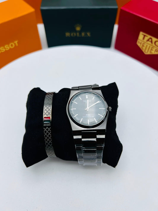 Men's Tissot Stainless Steel Strap Watch with Gucci Handcuff